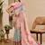 Pink cotton blend floral print saree with blouse