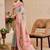 Pink cotton blend floral print saree with blouse