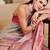 Pink cotton blend floral print saree with blouse