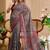 Grey cotton blend geometric print saree with blouse