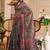 Grey cotton blend geometric print saree with blouse