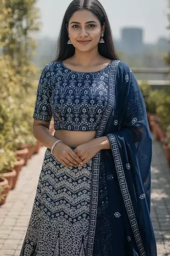 Teal Color Faux Georgette Fabric Sequins Embroidered Partywear Lehenga Choli For Girls Wedding Looks