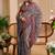 Grey cotton blend geometric print saree with blouse