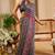Grey cotton blend geometric print saree with blouse