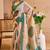 Beige cotton blend geometric print saree with blouse