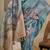 Sea green cotton blend floral print saree with blouse
