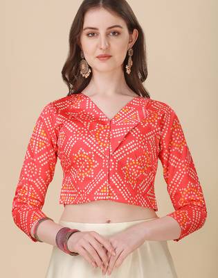Red Color Satin Silk Fabric Designer Digital Printed Fancy Ethnic Partywear Lehenga 3