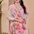 Light pink cotton blend floral print saree with blouse