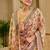 Beige cotton blend floral print saree with blouse