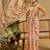 Beige cotton blend floral print saree with blouse