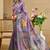 Purple cotton blend floral print saree with blouse