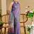 Purple cotton blend floral print saree with blouse