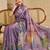 Purple cotton blend floral print saree with blouse