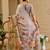 Beige cotton blend floral print saree with blouse