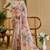 Beige cotton blend floral print saree with blouse