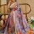 Purple cotton blend floral print saree with blouse