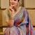 Purple cotton blend floral print saree with blouse