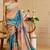 Beige cotton blend floral print saree with blouse