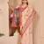 Beige cotton blend floral print saree with blouse