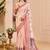 Beige cotton blend floral print saree with blouse