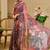 Burgundy cotton blend floral print saree with blouse