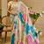 Cream cotton blend floral print saree with blouse