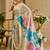 Cream cotton blend floral print saree with blouse