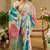 Cream cotton blend floral print saree with blouse