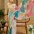Cream cotton blend floral print saree with blouse
