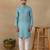 Green linen fabric printed ethnic looks kurta payjama for men