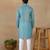 Green linen fabric printed ethnic looks kurta payjama for men