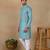 Green linen fabric printed ethnic looks kurta payjama for men