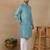 Green linen fabric printed ethnic looks kurta payjama for men