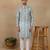 Green linen fabric printed ethnic looks kurta payjama for men