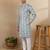 Green linen fabric printed ethnic looks kurta payjama for men