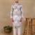Off white linen fabric printed ethnic looks kurta payjama for men