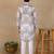 Off white linen fabric printed ethnic looks kurta payjama for men