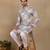 Off white linen fabric printed ethnic looks kurta payjama for men
