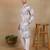 Off white linen fabric printed ethnic looks kurta payjama for men