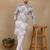 Off white linen fabric printed ethnic looks kurta payjama for men