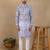 Denim blue linen fabric printed ethnic looks kurta payjama for men