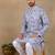 Denim blue linen fabric printed ethnic looks kurta payjama for men