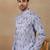Denim blue linen fabric printed ethnic looks kurta payjama for men