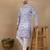 Denim blue linen fabric printed ethnic looks kurta payjama for men