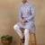 Denim blue linen fabric printed ethnic looks kurta payjama for men