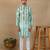 Green linen fabric printed ethnic looks kurta payjama for men