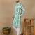 Green linen fabric printed ethnic looks kurta payjama for men