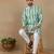 Green linen fabric printed ethnic looks kurta payjama for men