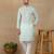 Light green linen fabric printed ethnic looks kurta payjama for men
