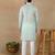 Light green linen fabric printed ethnic looks kurta payjama for men
